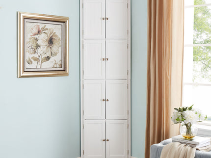 Tall Storage Cabinet With Doors And 4 Shelves For Living Room, Kitchen, Office, Bedroom, Bathroom, Modern