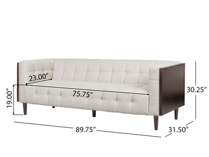 Contemporary Mid-Century Charm 3 Seater Sofa With Button Tufted Waffle Stitching