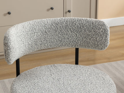 Burbank - Modern Round Boucle Dining Chairs (Set of 2) - Black / White