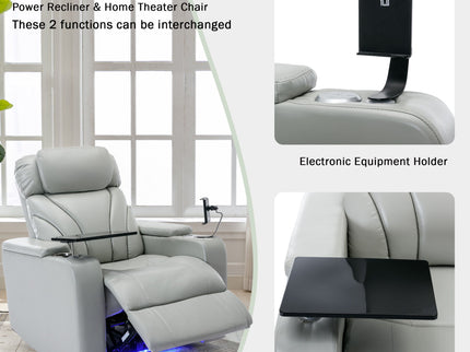 Power Motion Recliner Electric Power Recliner With USB Charging Port, Hidden Arm Storage, Convenient Cup Holder And tooth Speaker