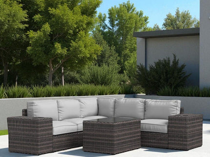 Modern Patio Rattan Sectional Set With Cushions
