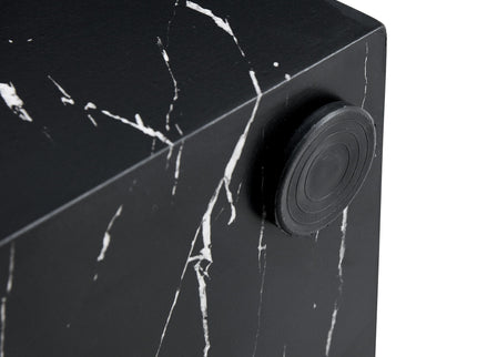Luxurious Marble Texture Coffee Table Cube Design Elegant Living Room Accent - Black