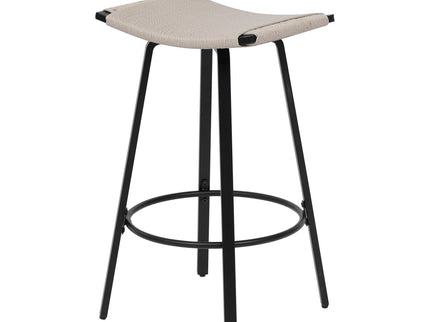 Counter Height Bar Stools Backless Handwoven Kitchen Dining Chairs With Round Footrest (Set of 2) Weaving Pub Stoo - Creamy White