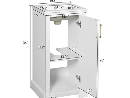 Bathroom Vanity With Sink, Soft Close Door, Adjustable Shelf, Freestanding Single Unit - White