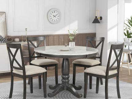5 Pieces Dining Table And Chairs Set For 4 Persons, Kitchen Room Solid Wood Table With 4 Chairs