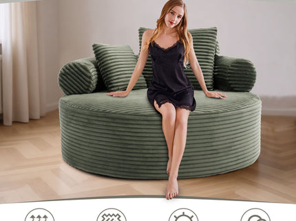 Round Sofa Bed With 3 Pillows For Living Room