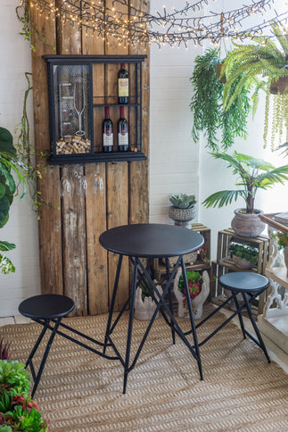 Floating Wine Bar Shelf With Glass Holder And Display Shelves - Black