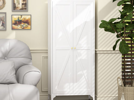 Adjustable 2 Door Kitchen Pantry Cabinet With Striped Design