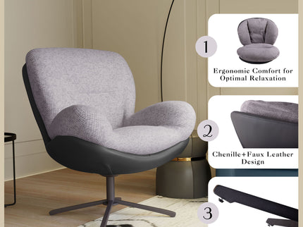 360° Swivel Office Chair, No Wheels