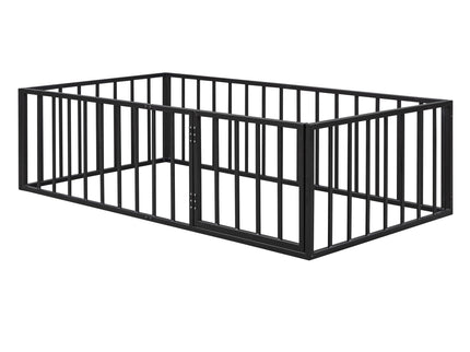 Metal Floor Bed Frame With Fence And Door