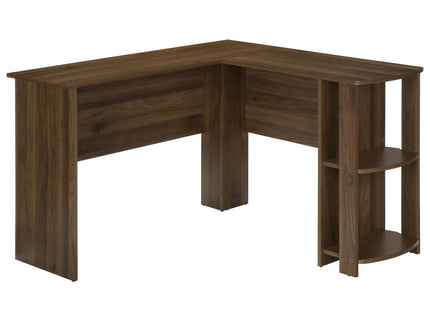 Computer Desk, Home Office, Corner, Storage Shelves, L Shape, Laptop, Contemporary & Modern - Walnut