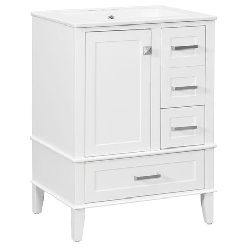 Bathroom Vanity, Modern Bathroom Cabinet With Sink Combo Set, Bathroom Storage Cabinet With A Soft Closing Door And 3 Drawers, Solid Wood Frame