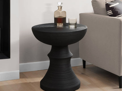 Round Accent Table, Indoor Outdoor - Black