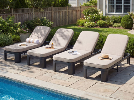 Outdoor Chaise Lounge With Cushion, 5 Position Adjustable Backrest