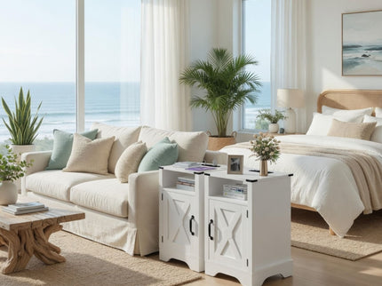 Farmhouse Nightstand, Charging Station & Storage
