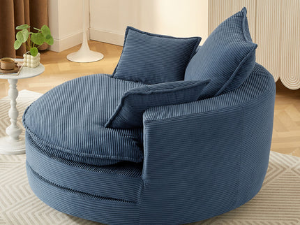 360° Swivel Accent Barrel Chair With Dual Layer Cushion And 3 Removable Pillows