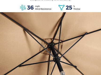 Rectangular Patio Umbrella With Crank Tilt, Polyester UV-Resistant Canopy