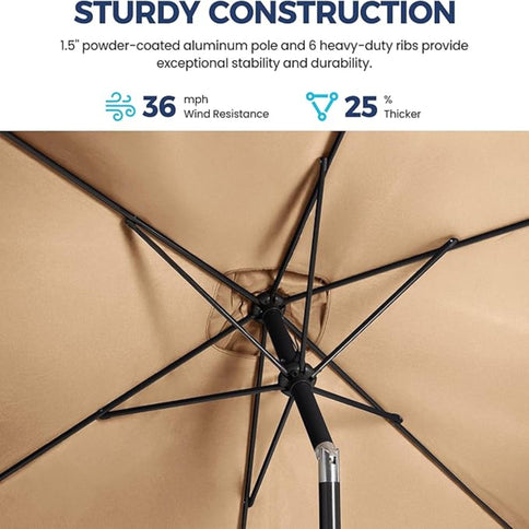 Rectangular Patio Umbrella With Crank Tilt, Polyester UV-Resistant Canopy