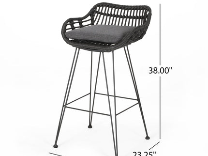 Outdoor Rattan Bar Chair With Metal Legs