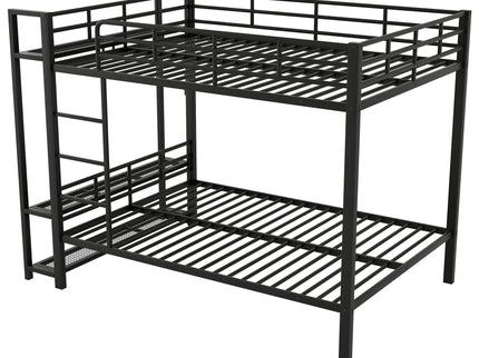 Bunk Bed With Storage Shelves, Clothes Hooks, LED Light