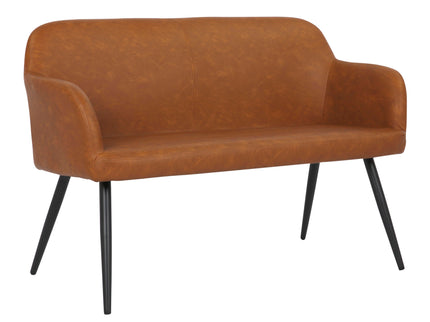 Daniella - Industrial High Back Bench - Black / Camel