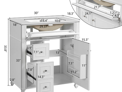 Bathroom Vanity Cabinet With Sink, Soft Close Doors With Door Organizer