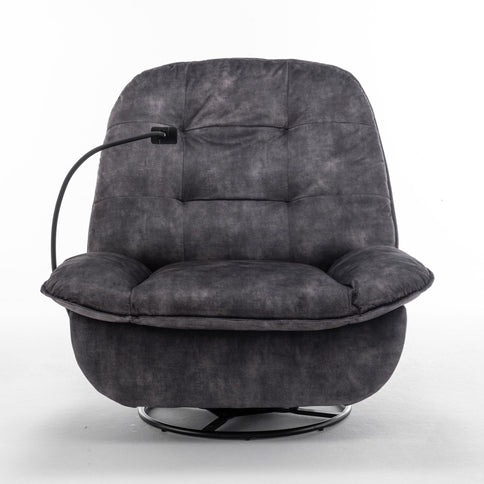 Modern Swivel Gliding Recliner Chair With Rocking Function And Phone Holder, Large Comfortable