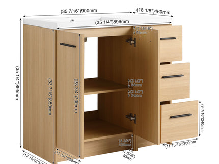 Wall Mounted Floating Bathroom Vanity With Sink, Door & Drawers Modular Cabinet