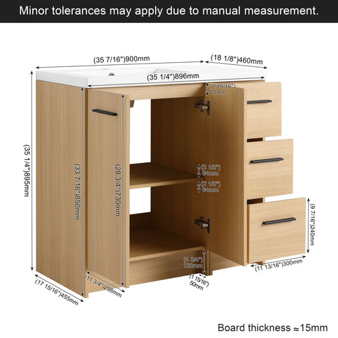Wall Mounted Floating Bathroom Vanity With Sink, Door & Drawers Modular Cabinet