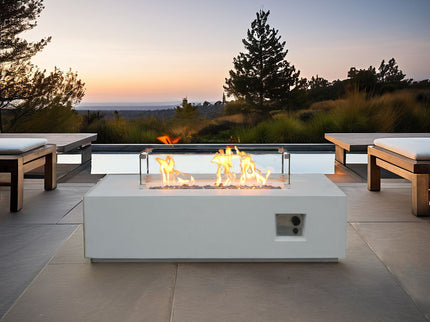 Outdoor Concrete Propane Gas Rectangle Fire Pit Table