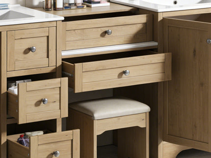 Double Sink Bathroom Vanity With Countertop, 2 Ceramic Sinks, 6 Drawers, Soft Close Design