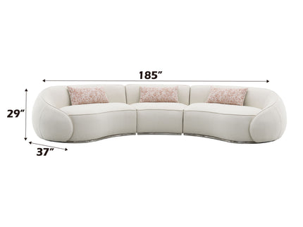 Sahara - Boucle Sectional Sofa With 3 Pillows - Beige