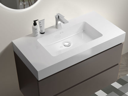 Alice - Bathroom Vanity With Sink, Large Storage Wall Mounted Floating Bathroom Vanity For Modern Bathroom, One-Piece Sink Basin Without Drain And Faucet