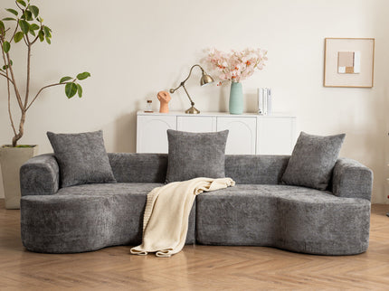 Modern Style Ultra Smooth Curved Sofa With 3 Pillows