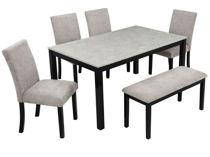 6 Piece Dining Table Set With Bench And Chairs