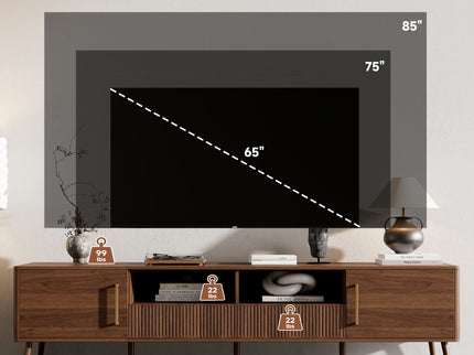 TV Stand For TVs Up To 85" With Soft-Close Doors, Open Shelf, Cable Management - Walnut