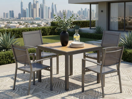 5 Piece Patio Dining Set, Table And Chairs For Outdoor Use - Gray