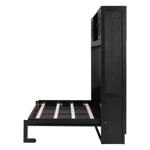 Rustic Casual Murphy Bed With Storage Cabinets