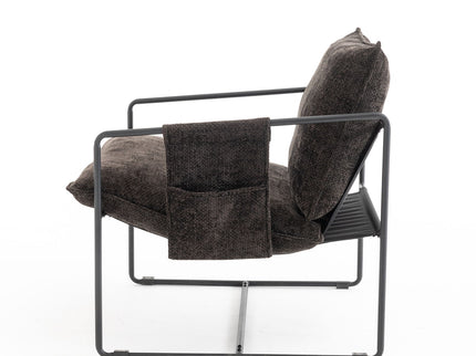 Upholstered Hanging Armchair With Arm Pocket Metal Frame (Set of 2), Crushed Foam Cushions And Skin-Friendly Braid For Living Room And Bedroom