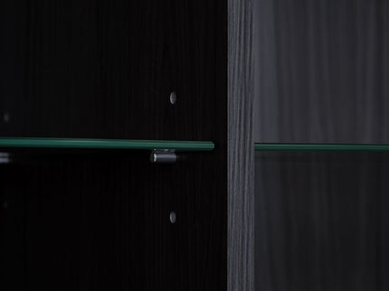 Modern Minimalist Style LED Curio Cabinet With Tempered Glass Door, Metal Legs
