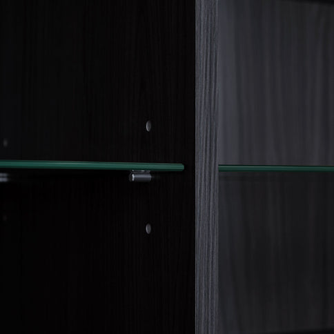 Modern Minimalist Style LED Curio Cabinet With Tempered Glass Door, Metal Legs