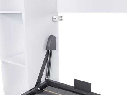 Queen Murphy Bed With Storage Cabinet, Foldable Wall Bed For Bedrooms - White