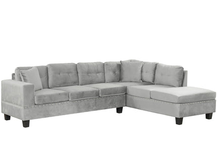 Modern Sectional Sofa With Storage Ottoman, L - Shape Couch With 2 Pillows And Cup Holders