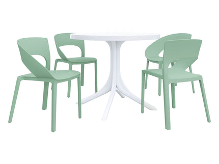 4 Piece Set Of Modern Designed Single Chairs With Round Table