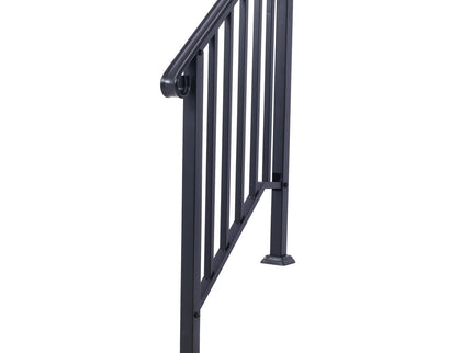 Handrails For Outdoor Steps, Fit 2 Or 3 Steps Outdoor Stair Railing, Wrought Iron Handrail, Flexible Porch Railing, Transitional Handrails For Concrete Steps Or Wooden Stairs
