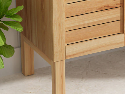 Bathroom Vanity With Ceramic Sink, Freestanding Cabinet - Antique Natural / Brown