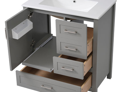 Modern Bathroom Vanity With Ceramic Sink, Solid Frame And Storage Solutions