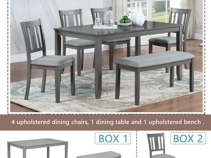 Kitchen Dining Set, Rectangular Dining Table With Upholstered Chairs