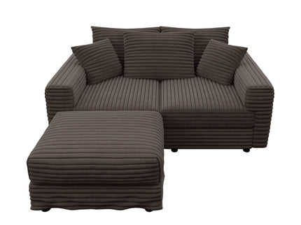 Deep Seat Convertible Sofa With Soft Pillows And Ottomans