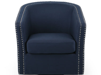 Modern Upholstered Swivel Club Chair With Nailhead Trim